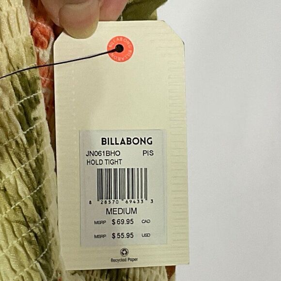 NWT Billabong Hold Tight Floral-Print Smocked Romper, Women's Medium - Picture 16 of 16